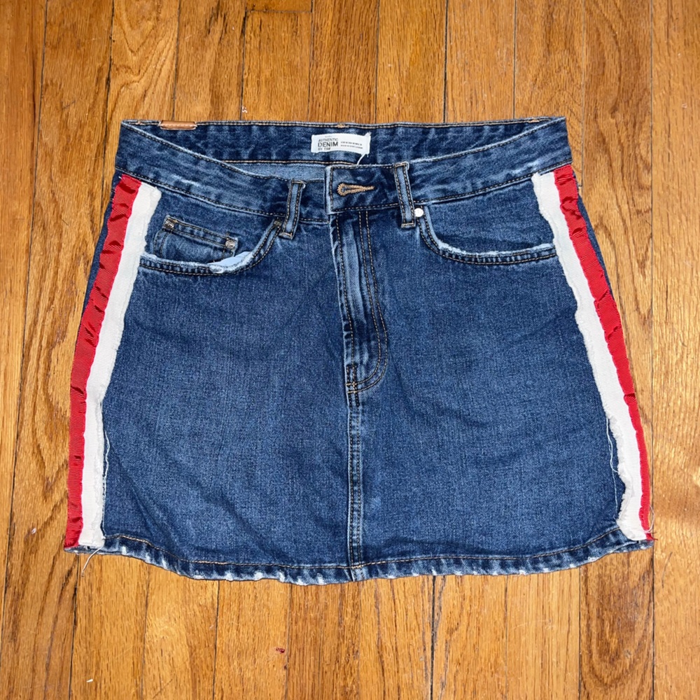 Zara Denim Skirt with Stripes